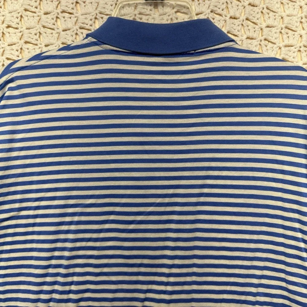Polo Golf Ralph Lauren Shirt Men's XL Blue White Striped 100% Cotton Polo Shirt